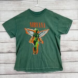 Nirvana In Utero Short Sleeve T-Shirt Mens XL Green Grunge 90s Rock Music